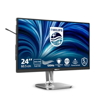 Image of Philips 24B2N4200 24 inch FHD monitor, speakers, height adjustable (1920x1080, 120 Hz, VGA, HDMI 1.4, DisplayPort 1.2, USB hub) black grey