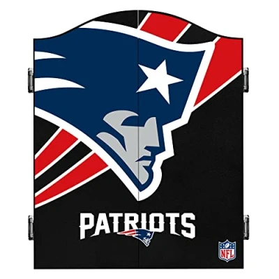 Image of Officially Licensed NFL New England Patriots Professional American Football Dart Cabinet, Black (CAB028)