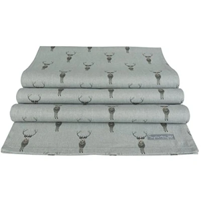 Image of Sophie Allport Highland Stag Table Runner, 100% Cotton, Stylish Print, 35 x 280cm, Machine Washable