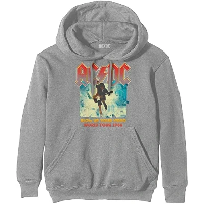 Image of AC/DC Hoodie Blow Up Your Video Band Logo Official Mens Grey Pullover L