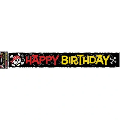 Image of Unique Party 40508LF 12ft Foil Pirate Happy Birthday Banner