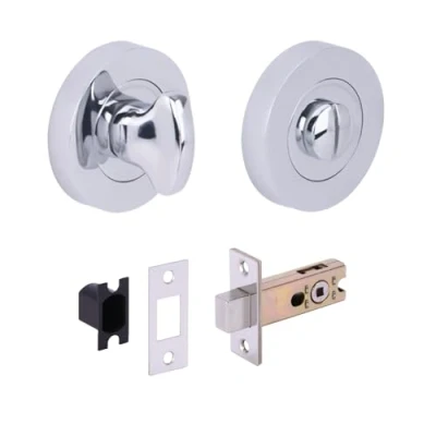 Image of HANDLEZONE Bathroom Toilet Door Thumb Turn and Release Deadbolt Kit Polished Chrome 65mm Bolt with 45mm Backset