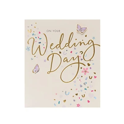 Image of UK Greetings Wedding Card for Him/Her/Friend 3D Butterfly Design
