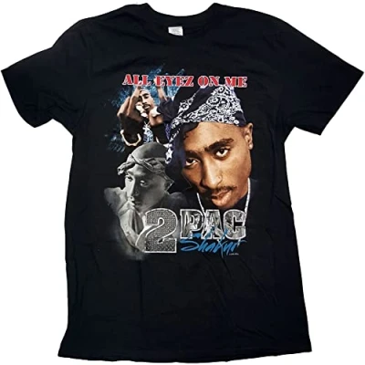 Image of 2pac Tupac T Shirt All Eyez Homage Logo Official Mens Black XL