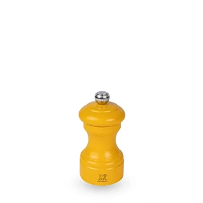 Image of PEUGEOT Bistro 10 cm Salt Mill Classic Grind System Made with PEFC Certified Wood Lifetime Guaranteed Mechanism in France Bistrorama Saffron Yellow Lacquered Colour