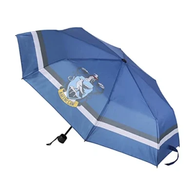 Image of CERDÁ LIFE&#039;S LITTLE MOMENTS Harry Potter Foldable Umbrella Blue with Ravenclaw Logo Manual Opening Made of 100% Polyester Fibreglass Frame Original Product Designed in Spain