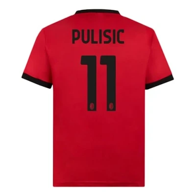 Image of AC Milan Maglia Replica Stadio Rafa Leão 17 Home Official Football Jersey 2023/24, Red/Black (Pulisic 11), M