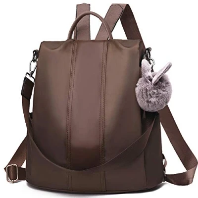 Image of Charmore Women Backpack Ladies Rucksack Waterproof Nylon School Bags Anti theft Daypack Shoulder (Coffee, Medium)