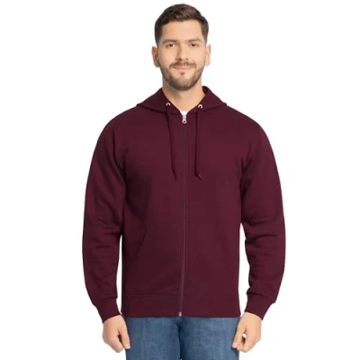 Image of Fruit of the Loom Men&#039;s Eversoft Fleece Sweatshirts &amp; Hoodies Shirt, Full Zip Maroon, S