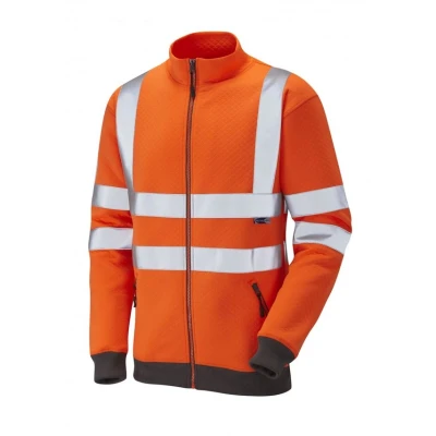 Image of Leo Workwear Libbaton SS03 Diamond Quilt Hi Vis Stand Up Collar Track Top Sweatshirt, 6XL, Orange