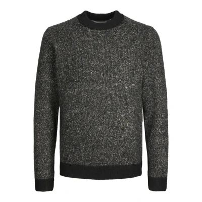 Image of Jack &amp; Jones Jcospace MOCK NECK SN Jumper, Men&#039;s, Size: XS, Black w peyote neps