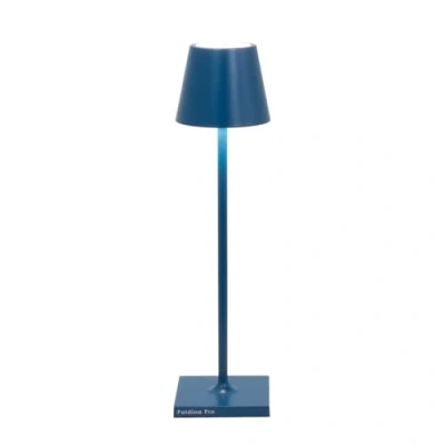Image of Zafferano, Poldina Micro Lamp, Rechargeable Cordless Table Lamp with Touch Controls, Suitable for Interior and Outdoor, Dimmer, 2200 3000 K, Height 27.5 cm, Capri Blue Colour