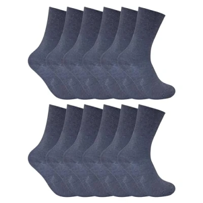 Image of 12 Pack Ladies Non Elastic Thermal Diabetic Socks Sock Snob Women Soft Top for Poor Circulation (4 8, Dark Blue)
