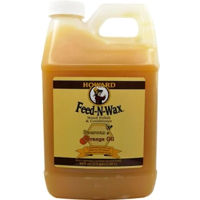 Image of Howard Feed N Wax Restorative Wood Furniture Polish and Conditioner 64 Ounce 1/2 Gallon, Beeswax Feeds Wood, Antique Restoration