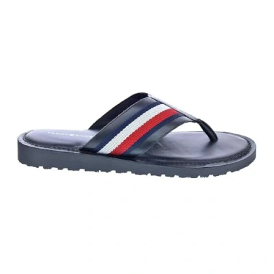 Image of Tommy Hilfiger CORE TOE POST Tbar sandals, Men&#039;s, Size: 6.5, Black Leather and textile
