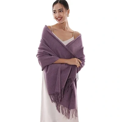 Image of RIIQIICHY Ladies Purple Scarf Pashmina Shawls and Wraps for Wedding Scarfs Women Winter Warm