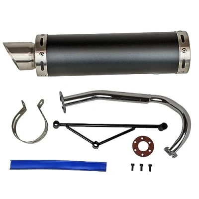Image of RedCap High Performance Exhaust System Muffler for GY6 50cc Scooter Moped TaoTao Jonway Kymco 139QMB (Black)