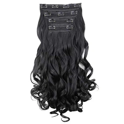 Image of CAISHA XXL 24&quot; 4 pcs Full Head Set Clip in Hair Extensions Hairpiece Heat Resisting Black CES301 1