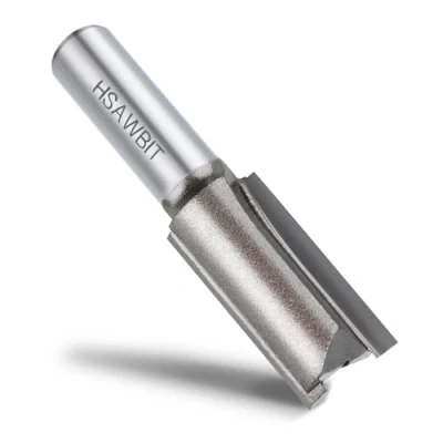 Image of hsawbit Straight 2 Flute Router Cutter 1/2 Inch Shank, 17mm Cut Diameter &amp; 30mm Length, Flush Trim Bit for Woodworking