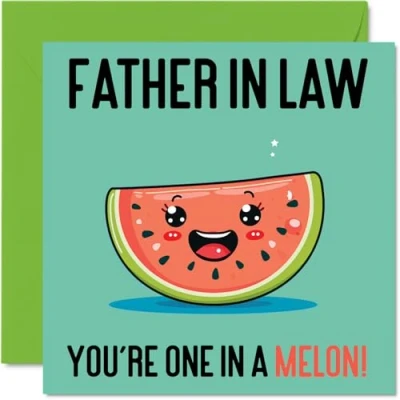 Image of Birthday Cards for Father in Law One A Melon Funny Happy Card from Son Daughter Law, Fathers Day Dad 145mm x Joke Greeting Men Him