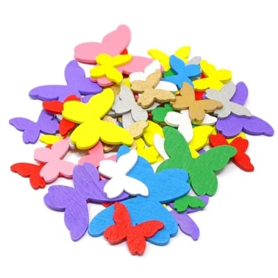 Image of Special Touches Multicoloured 50 Mix Size Wooden Butterflies Craft Cardmaking Embellishments