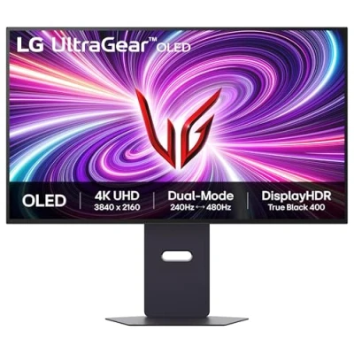 Image of LG UltraGear 4K OLED Gaming Monitor 32GS95UV, 32 inch, 240Hz / FHD 480Hz, 0.03ms Response Time, NVIDIA G Sync &amp; AMD FreeSync Premium Pro, 7W Stereo speakers, DisplayPort, HDMI, Black