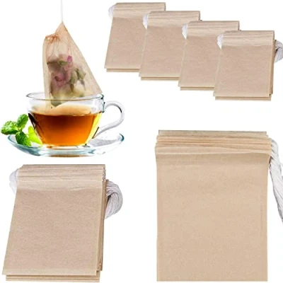 Image of NEPAK 600 Pcs Disposable Tea Filter Bags for Loose Tea,Drawstring Empty Bag Leaf Tea,with 100% Natural Unbleached Paper(2.76 x 3.54 inch)