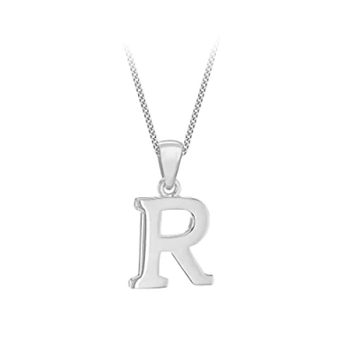 Image of Tuscany Silver Women&#039;s Sterling Initial R Pendant on Curb Chain of Length 46 cm/18 Inch