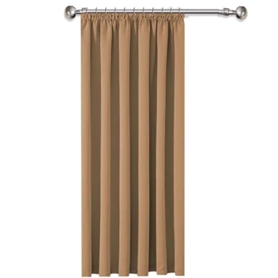 Image of AMEHA Blackout Curtains Pencil Pleat for Bedroom 66x84 Inch Thermal Insulated Super Soft Door Beige 1 Panel with Tieback