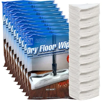 Image of 500pk Dry Floor Wipes, 29cm x 21cm Large Wipes Universal Fitting for Swivel Flat Mop, Disposable Dusting Cloths Laminate Mop Refill Pads (10 Pack 50 Cleaning Wipes)