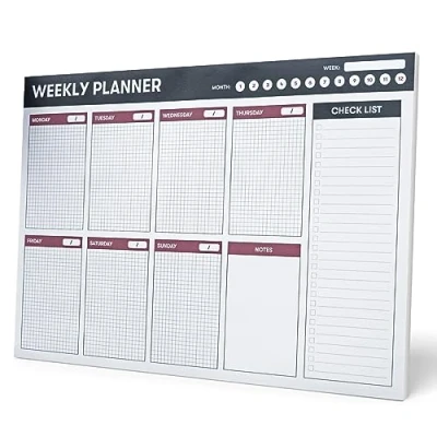 Image of Grupo Erik Weekly Planner A4 Family Calendar 54 Tear Off Pages Desk Organiser To Do List Desktop Notepad