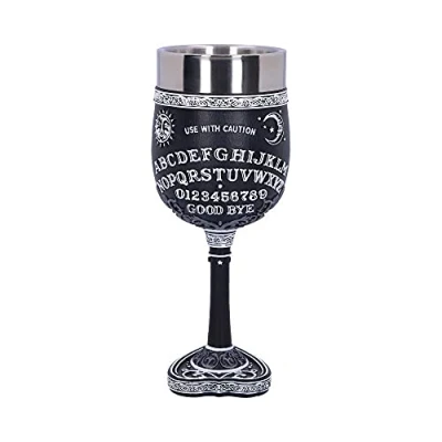 Image of Nemesis Now B5141R0 Black and White Spirit Board Goblet Glass, Resin w/stainless steel insert, 18cm