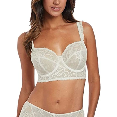 Image of Fantasie Womens Bronte Longline Side Support Bra Off White Nylon Size 30D UK BACK/CUP