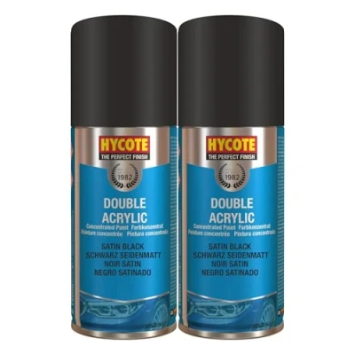 Image of Hycote Double Acrylic Aerosol Car Spray Paint, Satin Black, 150 ml