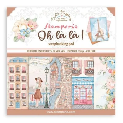 Image of Stamperia Scrapbooking Pad Create Happiness Oh La La!, Multicoloured, 12 x inches