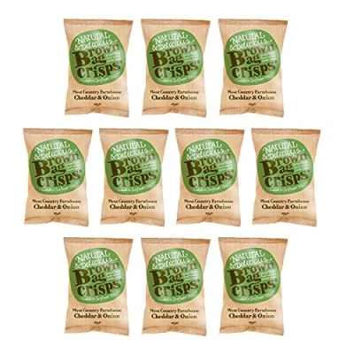 Image of Brown Bag Crisps West Country Farmhouse Cheddar &amp; Onion 40g (Pack of 10)