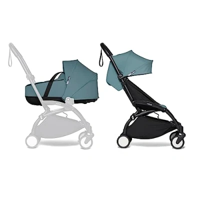 Image of BABYZEN YOYO2 Complete Stroller Includes Aqua Bassinet, Black Frame &amp; 6+ Color Pack Suitable for Children Up to 22 kg