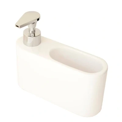 Image of KOOK TIME Soap Dispenser &amp; Sink Organizer, White (500 ml, Ceramic, ABS Plastic, Compact and Elegant)