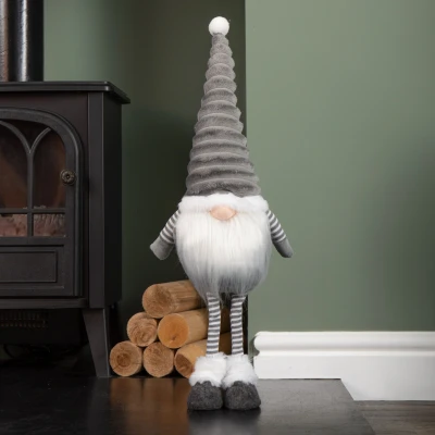 Image of 53cm Standing Plush Christmas Gonk with Grooved Hat in Grey