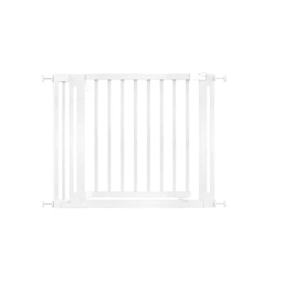Image of Safetots Wooden Elegance Gate, White, 97cm 105cm, Pressure Fit Safety 65cm Extra Wide Doorway, Gate for Stairs, Hallways and Doors, Stylish Design Easy Installation