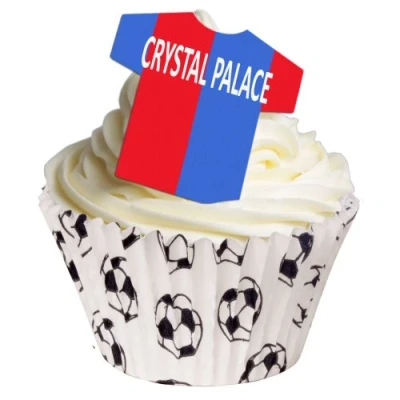 Image of 12 Edible T Shirt Decorations Great for Crystal Palace Fans Perfectly pre Cut Wafer just pop Them Out The Packaging and top on Your Cake Pack of by CDA Products Ltd