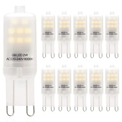 Image of 2W G9 LED Bulbs Non Dimmable 6000K Cool White, Replace 20W Halogen Lamps, AC 220 240V Bi Pin Base Light, 360 Beam Angle, Pack of 10, Eco.Luma