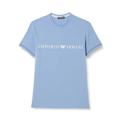 Image of Emporio Armani Men&#039;s Crew Neck T shirt Underlined Logo Shirt, Oxford, S UK
