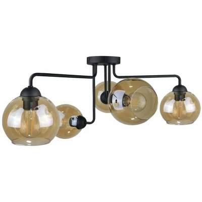 Image of Monde Multi Arm Semi Flush Ceiling Light Black, 70cm, 5x E27