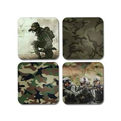 Image of DV DESIGN 4 x Square Army Coasters Pattern Armed Forces Camouflage Camo Gift #77903
