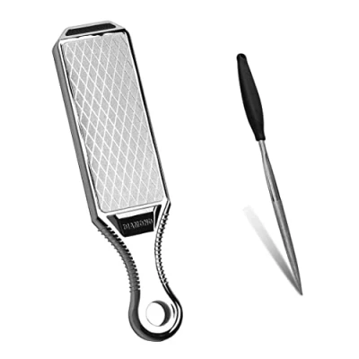 Image of Knife Sharpeners Handheld 300/600 Grit Double Sided Diamond Sharpening Wetstone Stone for Kitchen Knives Scissors Garden Tools with Sharpener(SHA 2W Set)