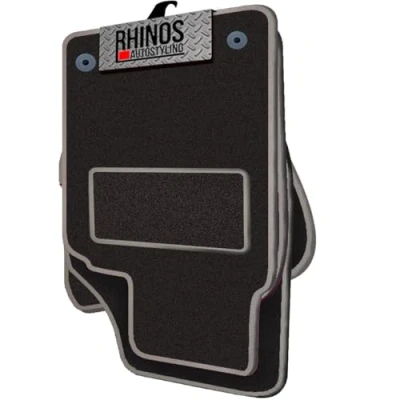 Image of Tailored For CITROEN C4X (2023 ONWARDS) Non Slip, Complete Carpet Car Floor Mats, All Weather, Anti Slip Backing, Easy to Clean Black Mat + Dark Grey Leather Edging