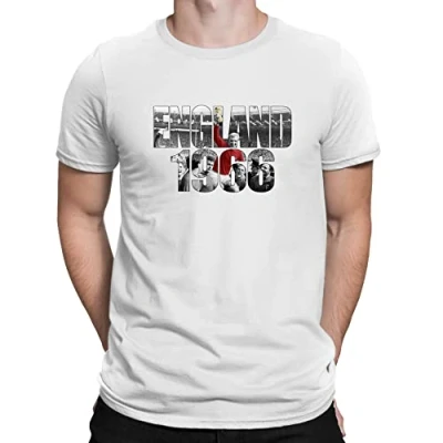 Image of Flip Mens England 1966 World Cup Bobby Moore Photo Football T Shirt White (L)