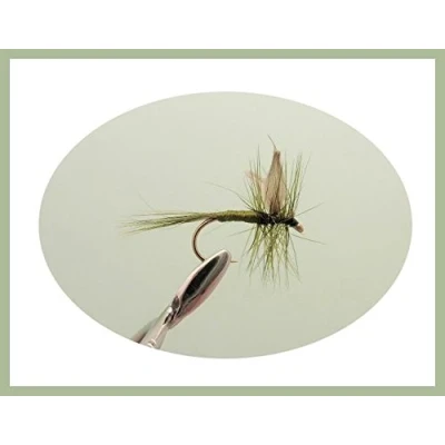 Image of Dark Olive Dry Trout Flies, 12 Pack Mixed size 10/12/14/16, For Fly Fishing