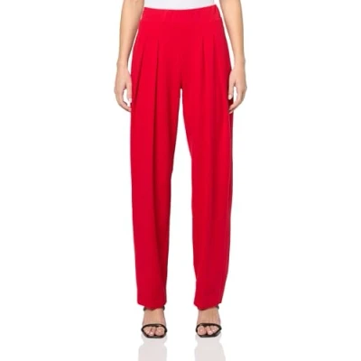 Image of Norma Kamali Women&#039;s Low Rise Pleated Trouser Pants, Tiger Red, S